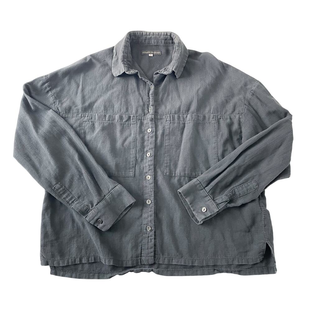 Women's Lurdes Bergada Faded Black Cropped Cotton Button Down Size Large